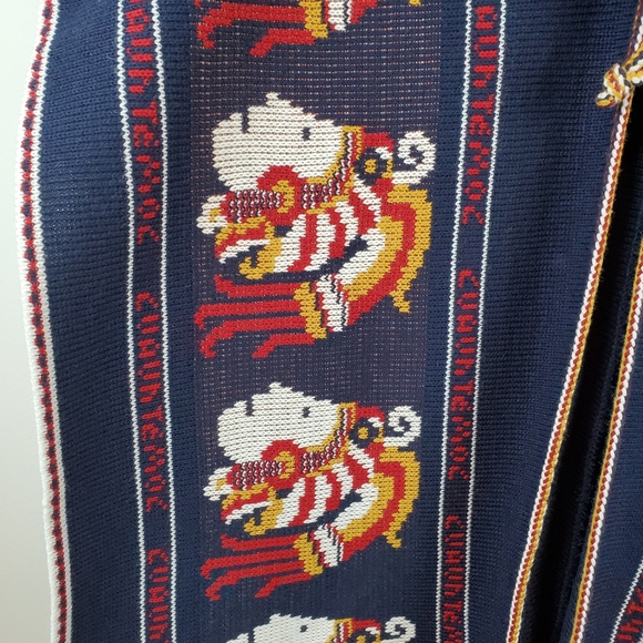 Cuauhtemoc Aztec Poncho Shrug Fringe OSFM Woven Knit Acrylic Tie Front Beautiful - Picture 5 of 11